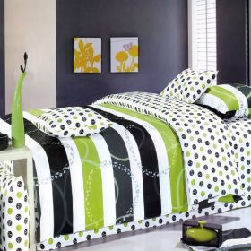 Blancho Bedding - [Green Olive] 100% Cotton 4PC Comforter Set (Twin Size)