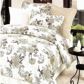 Blancho Bedding - [Ivory Rose] 100% Cotton 4PC Comforter Set (Twin Size)