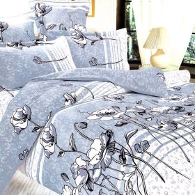 Blancho Bedding - [Pale Blue Lotus] 100% Cotton 5PC Comforter Set (Full Size)