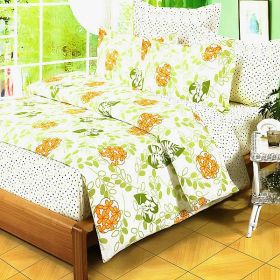 Blancho Bedding - [Summer Leaf] 100% Cotton 4PC Duvet Cover Set (King Size)(Comforter not included)