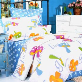 Blancho Bedding - [Colorful Mushroom] 100% Cotton 5PC Comforter Set (Queen Size)