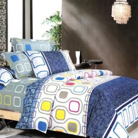 Blancho Bedding - [Navy Design] 100% Cotton 5PC Comforter Set (Full Size)