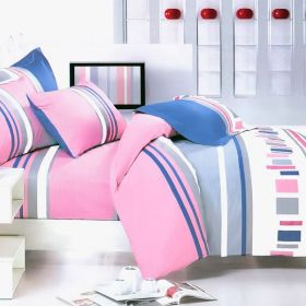 Blancho Bedding - [Pink Abstract] 100% Cotton 5PC Comforter Set (Full Size)